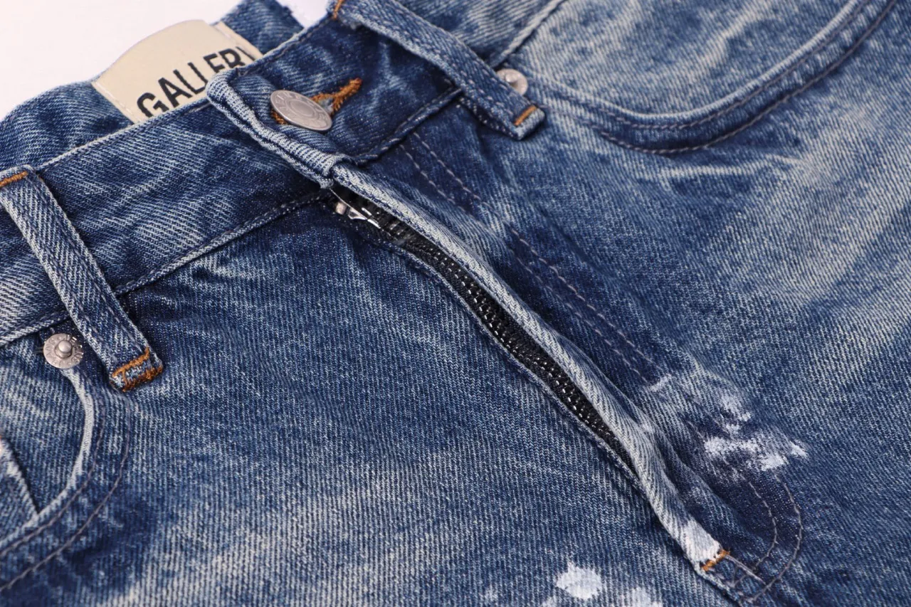 663#Gallery Dept New style distressed retro splashed blue washed denim shorts casual pants washed blue S~XL p200